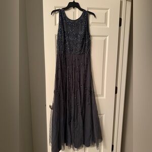 Pisarro Nights Midnight Blue Beaded Gown